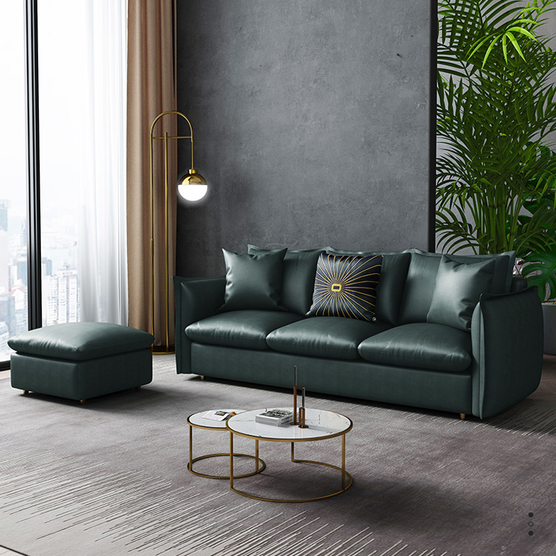 意式简奢沙发办公接待墨绿色直排三人位客厅休闲科技布沙发-阿里巴巴