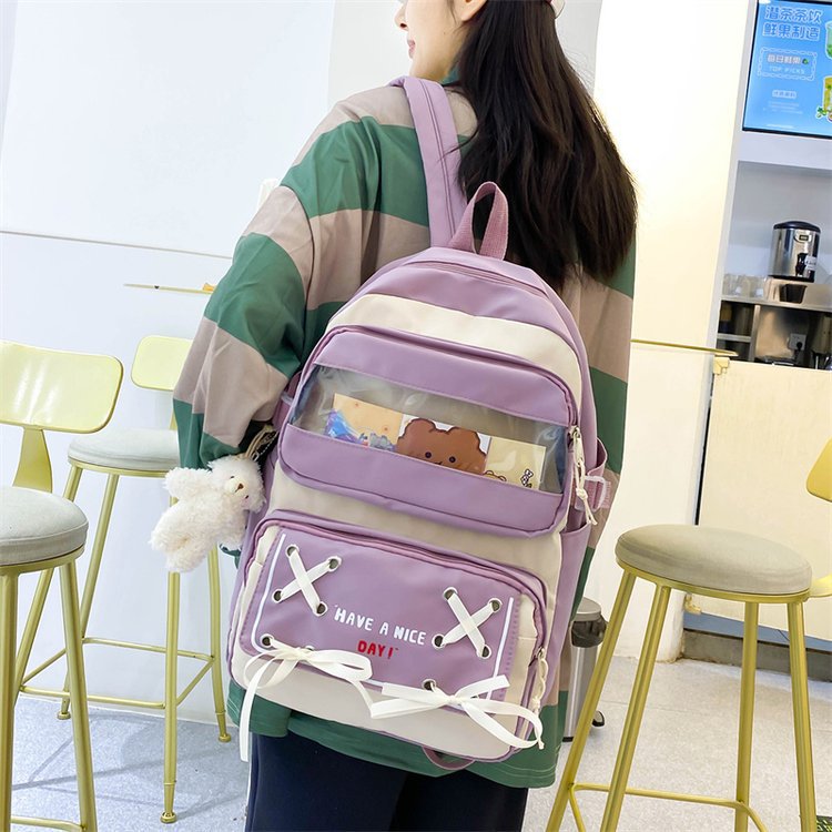2022 Spring New Junior High School Student Fresh Large Capacity Schoolbag Korean Style Women's Casual Backpack Wholesale