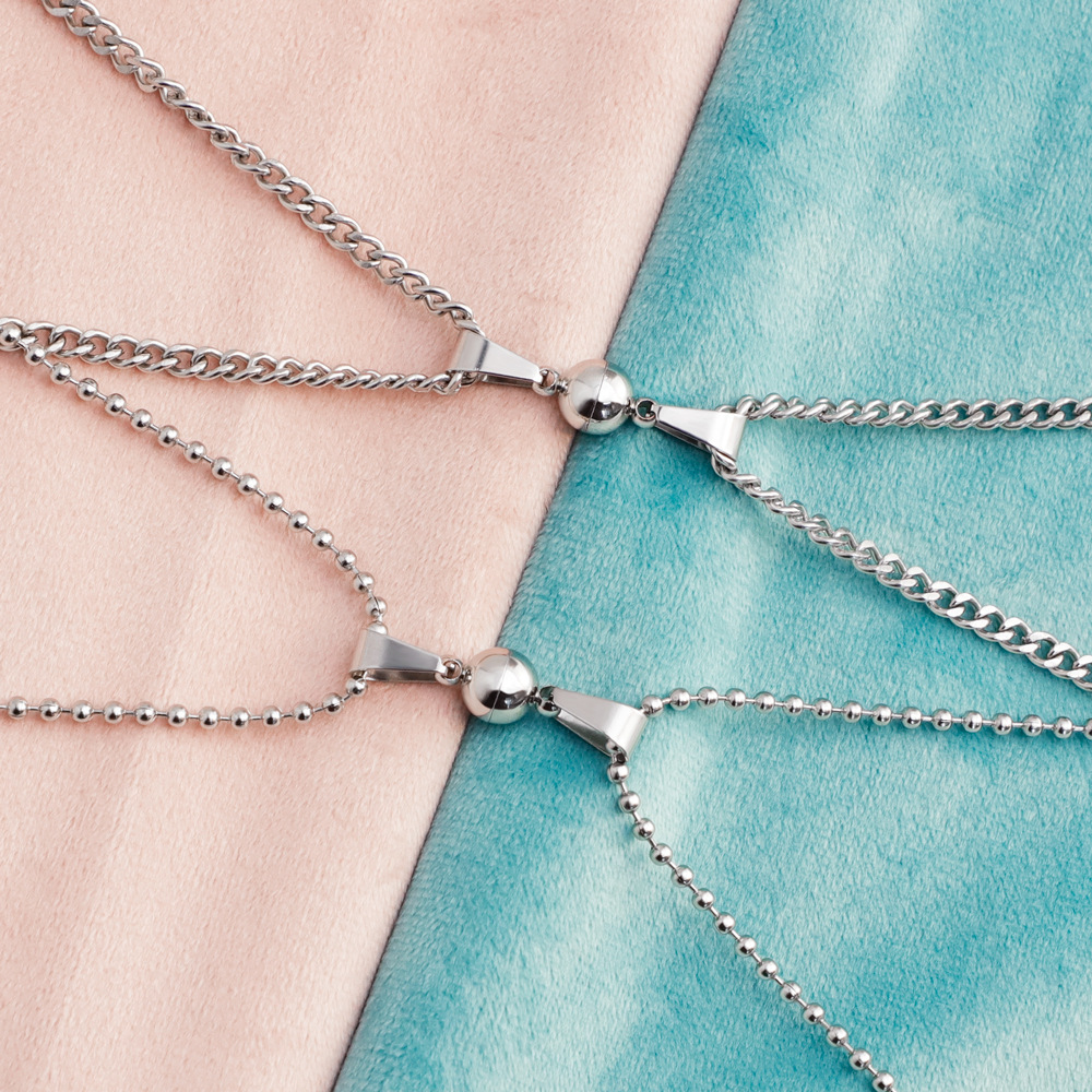 2021年新款男女颈链情侣磁吸石项链女ins风嘻哈毛衣链长款