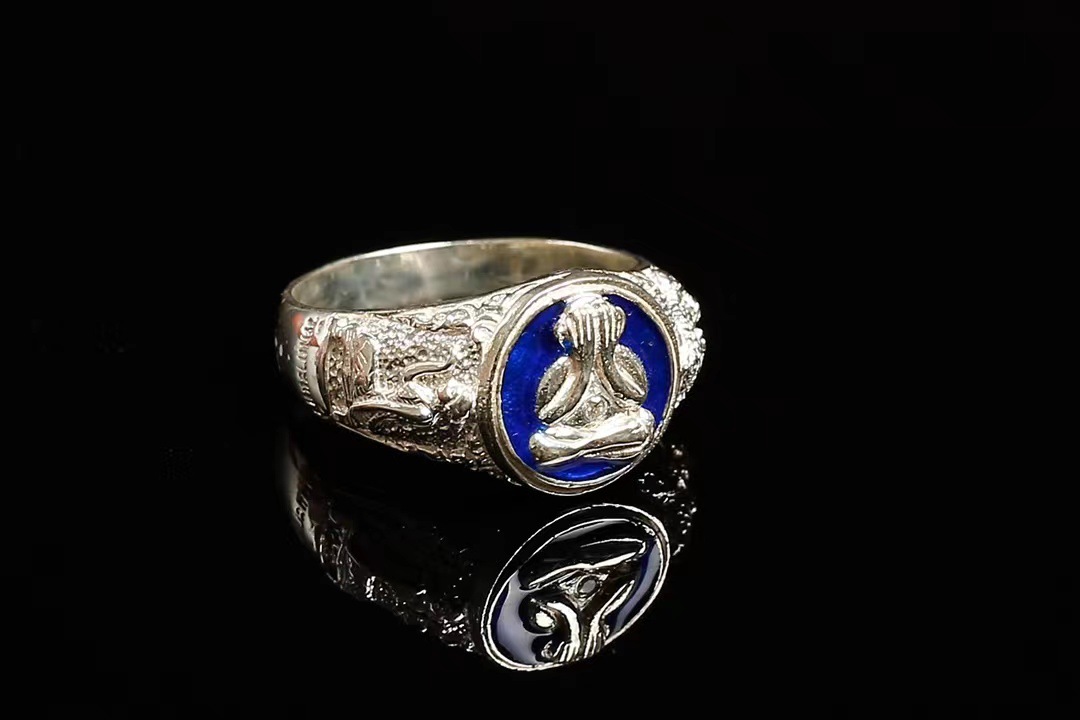 泰国佛牌 阿赞浦冲 纯银掩面必打戒指 佛饰 指环