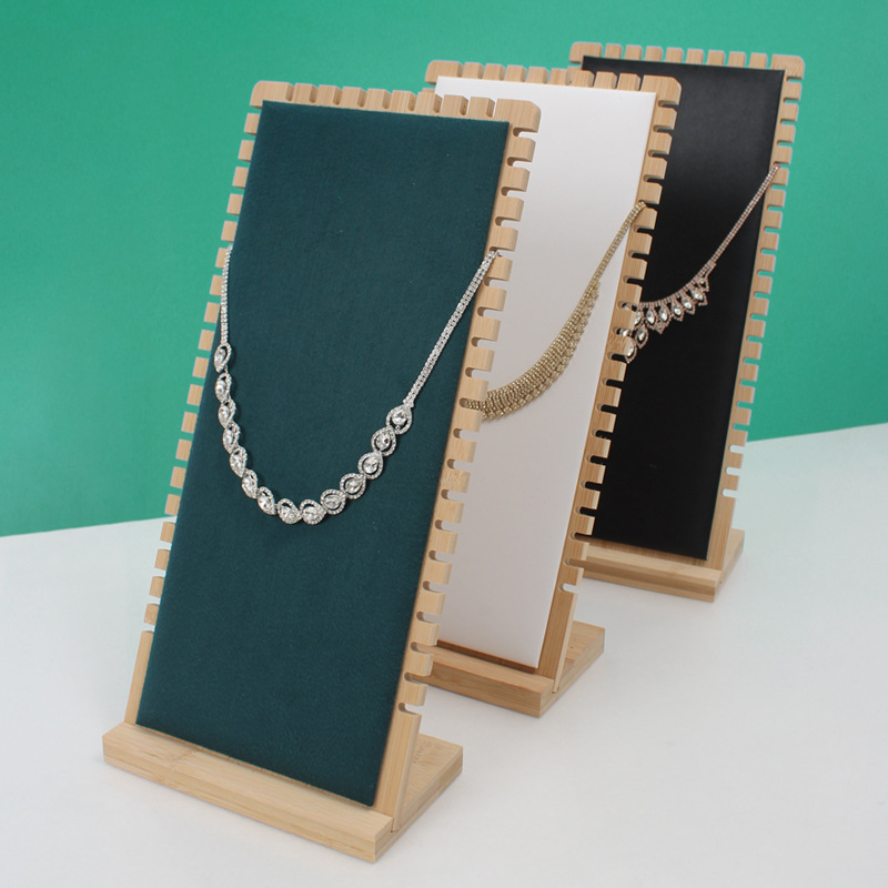 High-Grade Bamboo Jewelry Rack Display Stand Solid Wood Necklace Stand Bracelet Jewelry Jade Pendant Exhibition Board Props