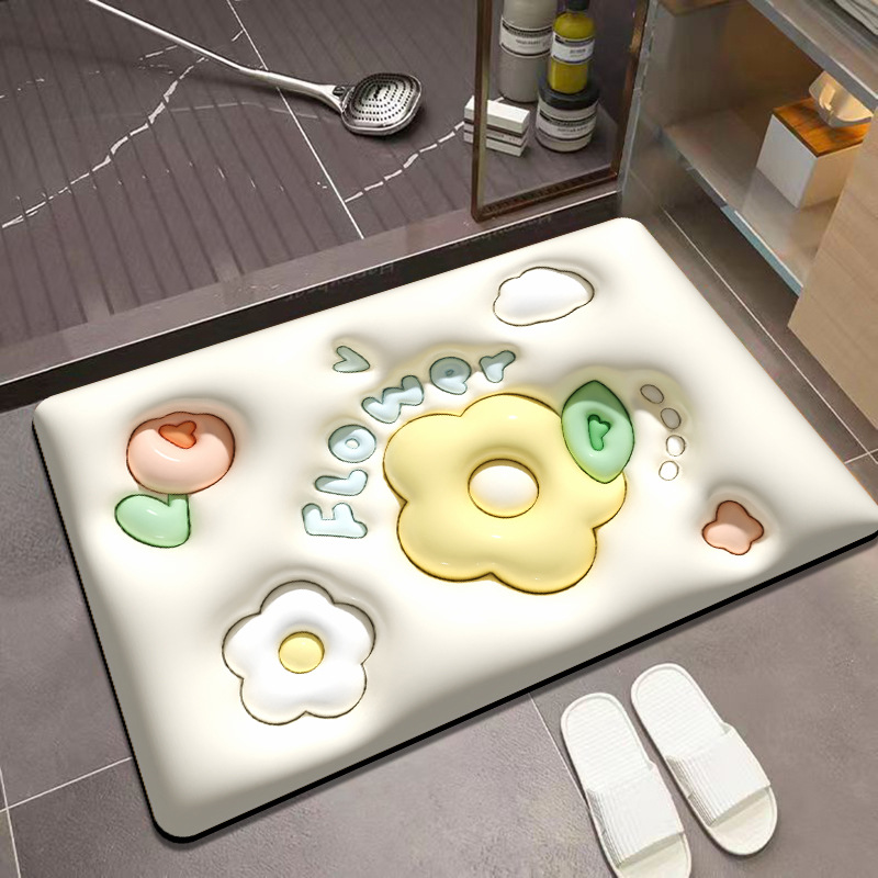 Home Mat 3D Expansion Cartoon Absorbent Soft Mat Kitchen Bathroom Non-Slip Quick-Drying Mat Household Bathroom Mat