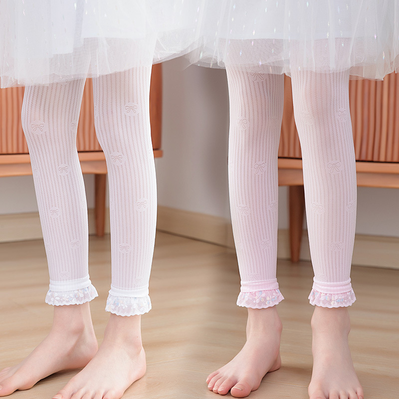 儿童连裤袜夏季薄款女童打底裤袜小女孩白色丝袜宝宝九分裤袜长袜