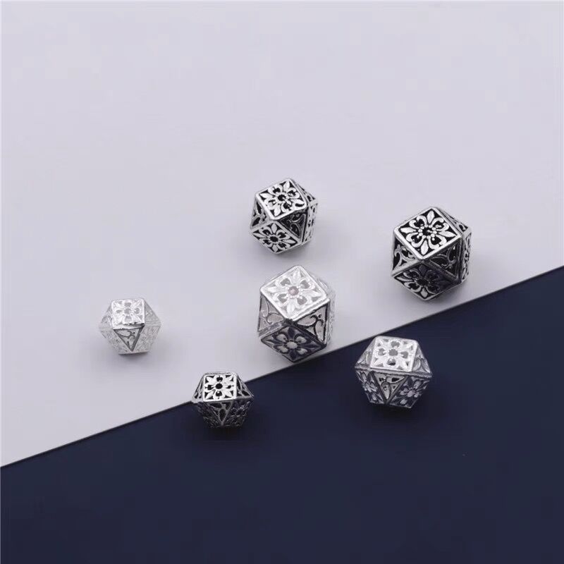 s925纯银串珠手链配件diy手工泰银镂空八角菱形隔珠饰品材料包