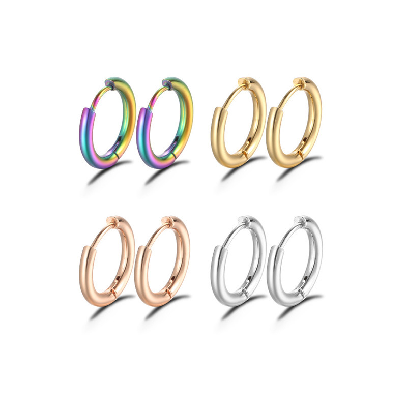 Cross-Border Titanium Steel Stainless Steel 2.5mm Coil Earrings European and American Style Fashion Earrings Circle Ear Clip Ornament Wholesale