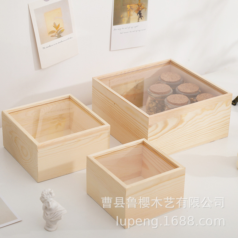 Spot Gift Box Transparent Acrylic Pull Cover Solid Wood Packing Box Candy Gift Box Wholesale