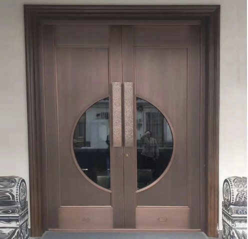 纯铜庭院别墅大门入户大门防盗门铜门仿铜双开大门轻奢款不锈钢门