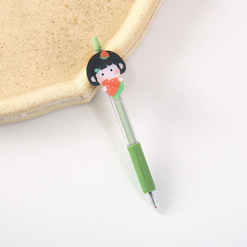 Lovely Soft Cute Press Gel Pen Student 0.5 Ball Pen Morandi Japanese Cartoon Ins Press-Type Signature Pen