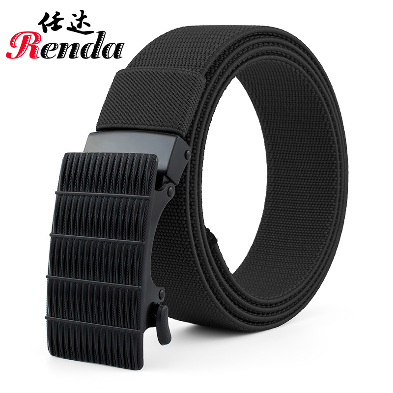 men‘s belt wholesale alloy automatic buckle elastic elastic belt punch-free versatile canvas belt