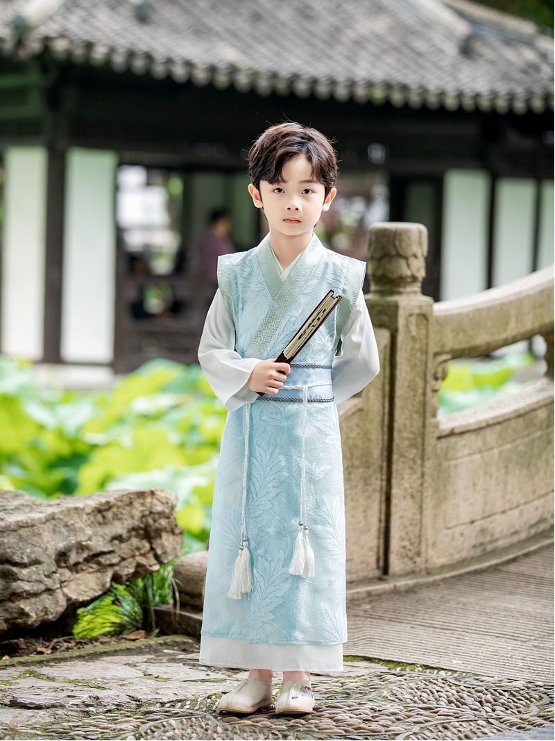 新款儿童汉服中国风男书童演出服三字经古装国学服开学典礼表演服