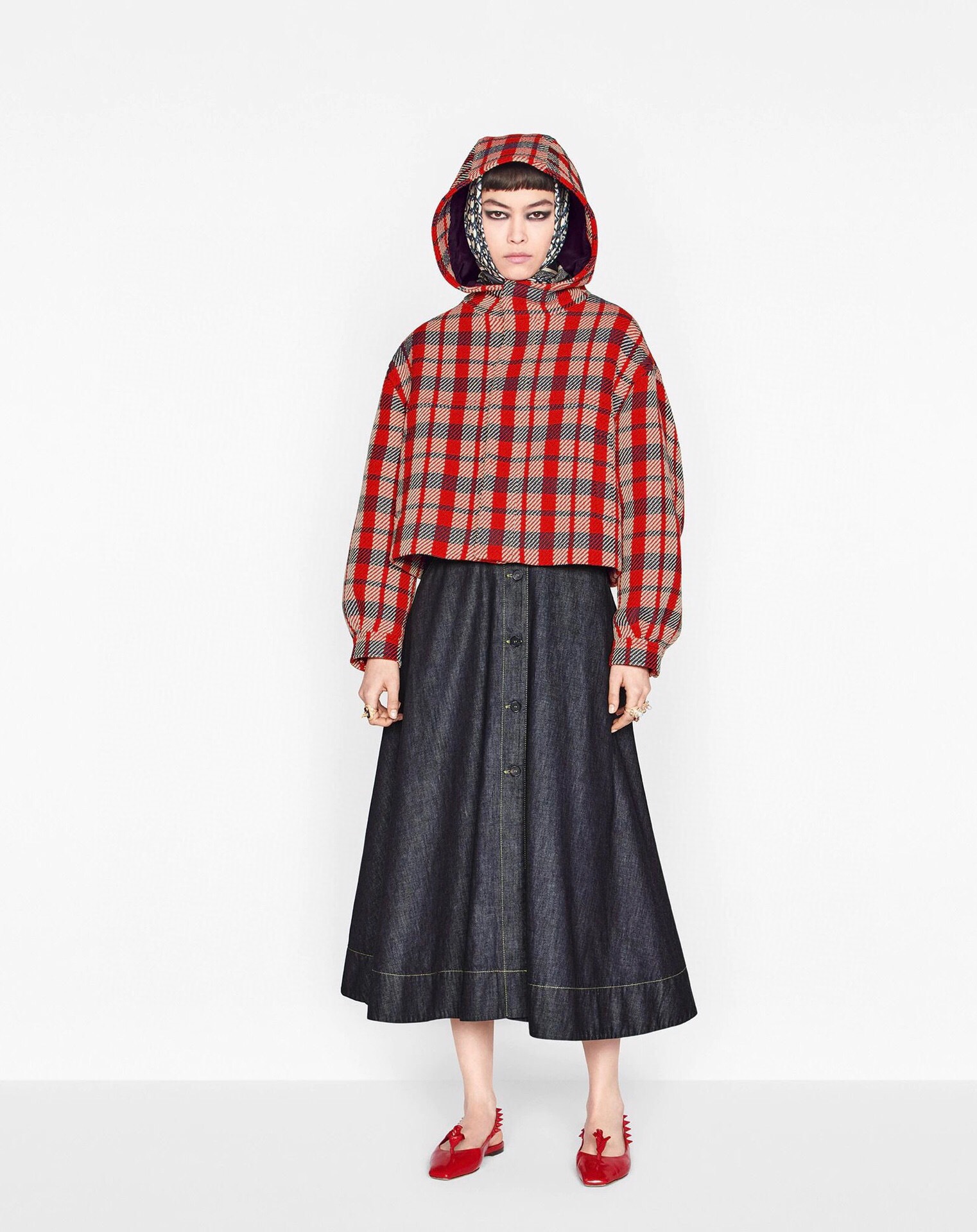 深圳南油原单欧美高端女装21新款英伦风复古格纹羊毛呢棉服外套女