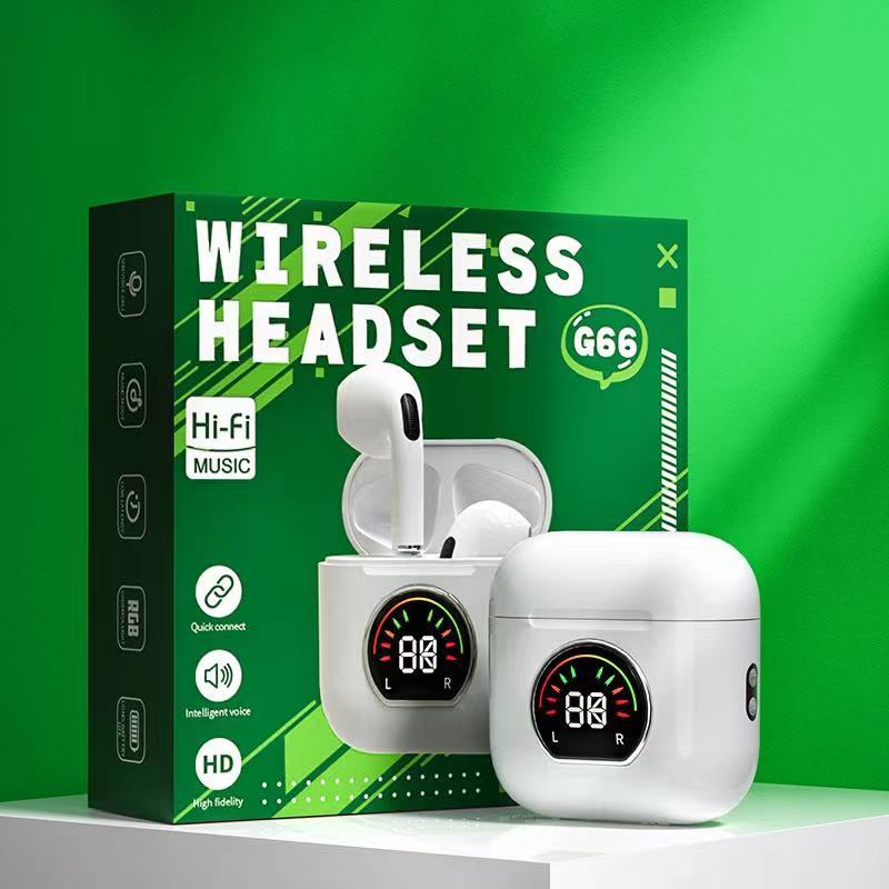 Cross-Border New G66 Wireless Bluetooth Headset Low Power Consumption Tws5.3 in-Ear Ultra-Long Endurance G66 Sports Headset