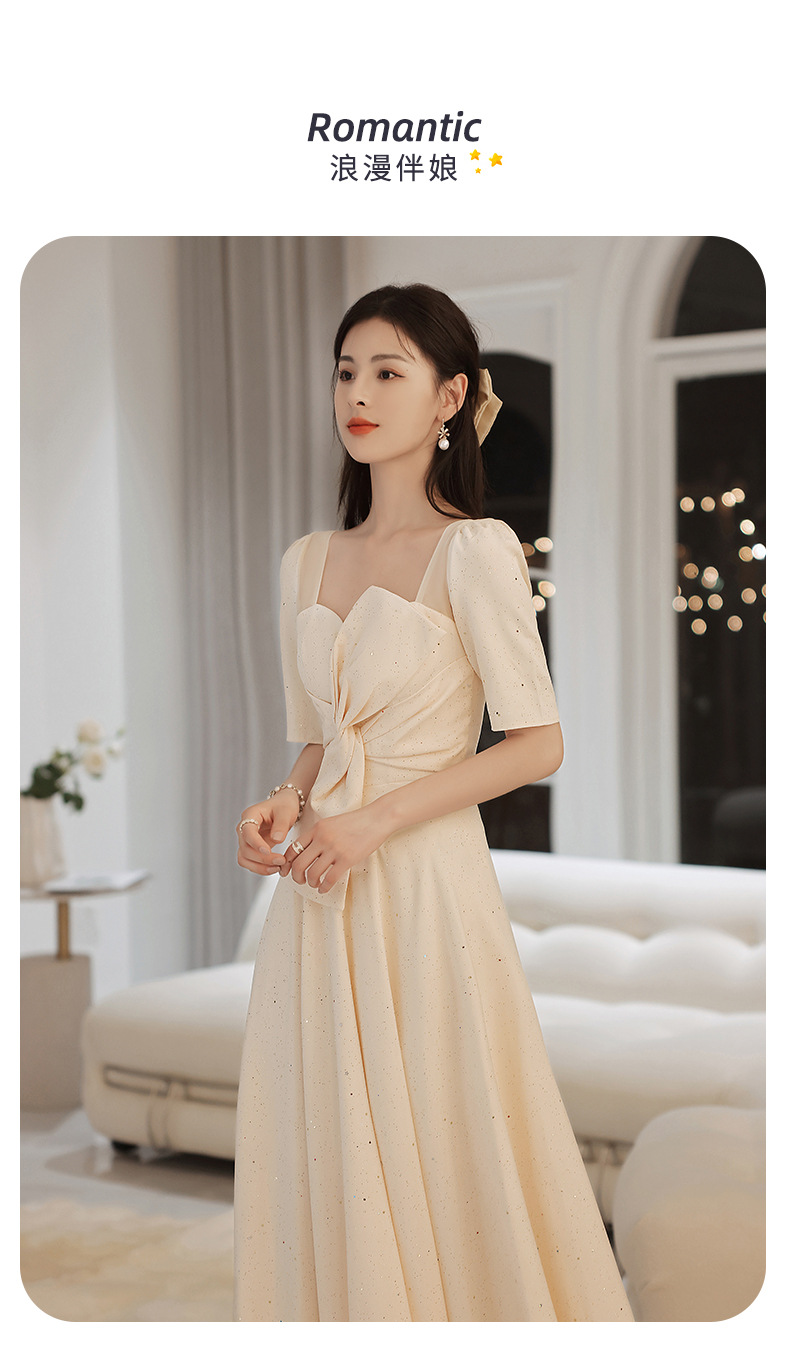 香槟色伴娘服2022新款夏季婚礼姐妹服伴娘团晚礼服女宴会气质礼服