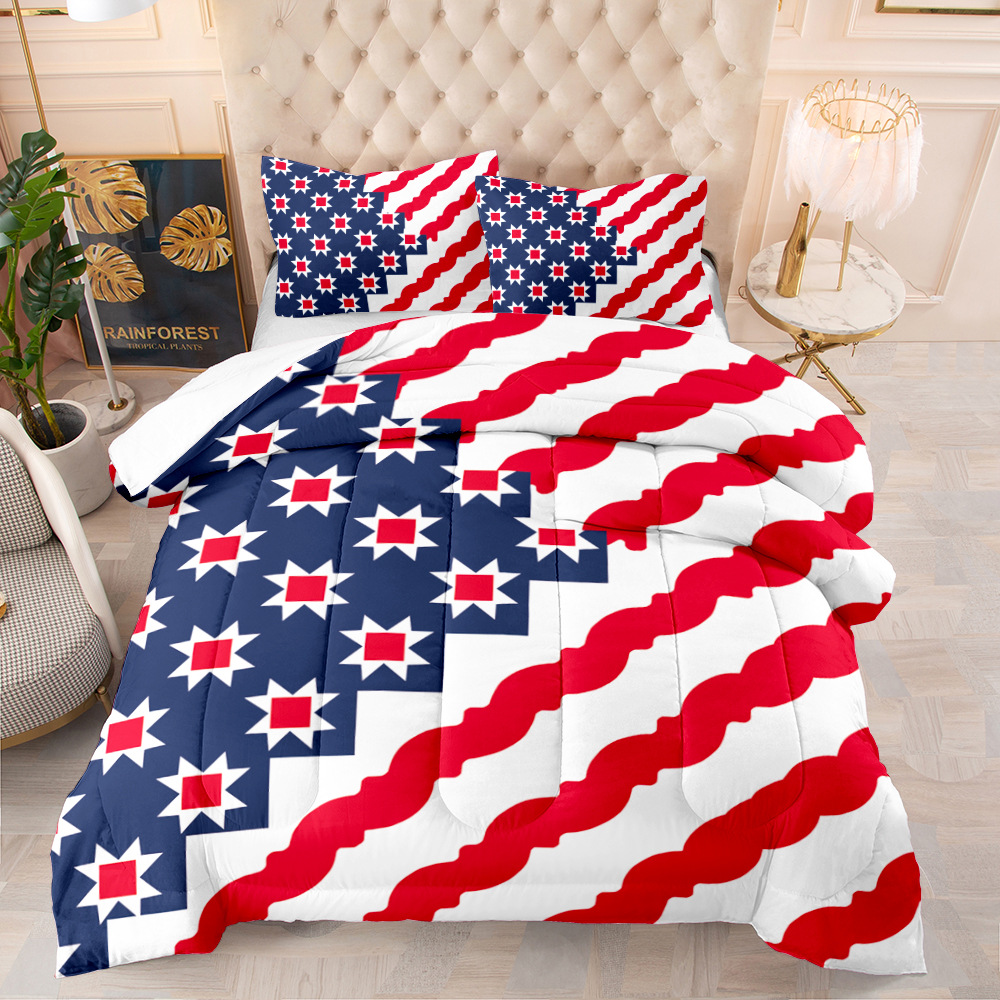 3d数码印花加厚羽丝棉空调被外贸国旗绗缝被子跨境亚马逊ebay