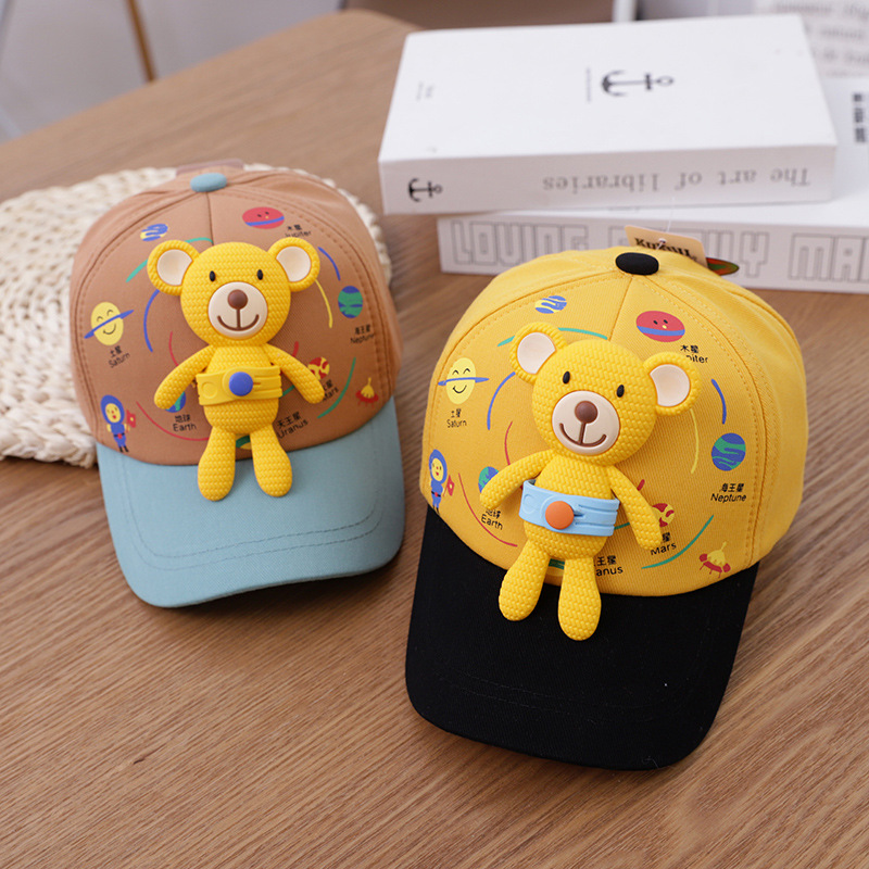 Children's Peaked Cap Spring and Autumn Thin Cartoon Bear Shape Boys' Sun Hat Korean Style Baby Girl Cute Baseball