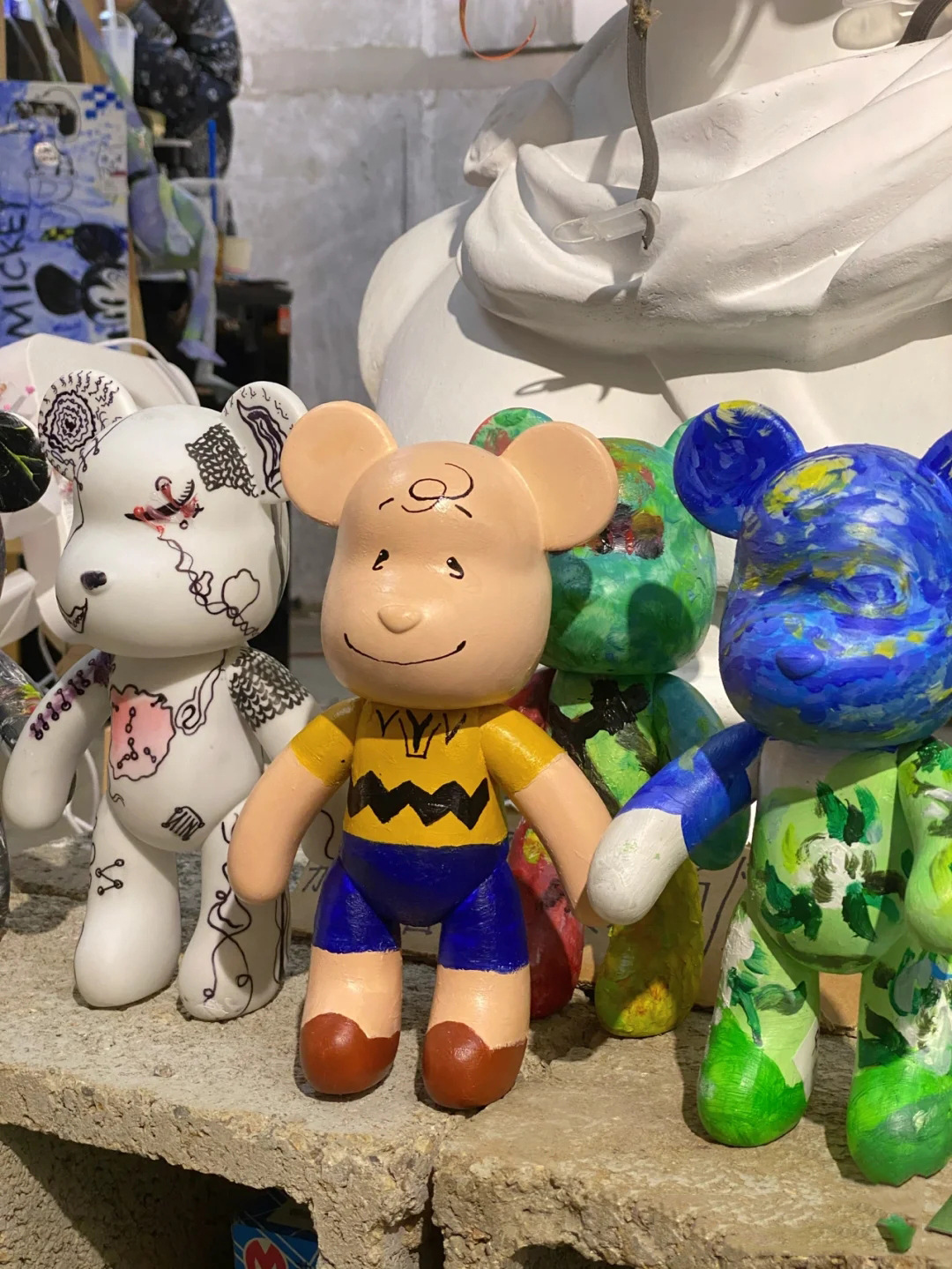 大号diy暴力熊积木熊涂鸦流体画白胚涂鸦非石膏娃娃搪胶玩具批发