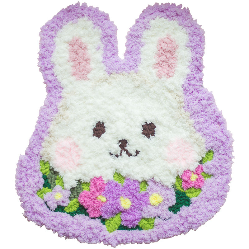 俄罗斯戳戳绣秀兔子地毯坐垫简单手工材料包工具毛线画-阿里巴巴