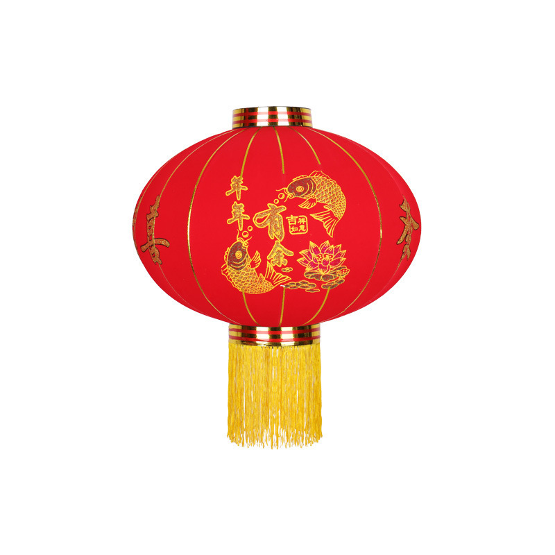 New Year's Day Festival Flocking Lantern New Year Spring Festival Red Lantern Ornaments Outdoor Courtyard Chinese Style Chinese Style Tome Lamp