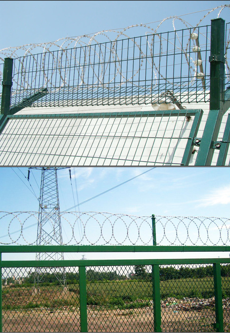 监狱护栏 刀片刺绳防御网y型柱防攀爬钢网墙 隔离框架铁丝围栏