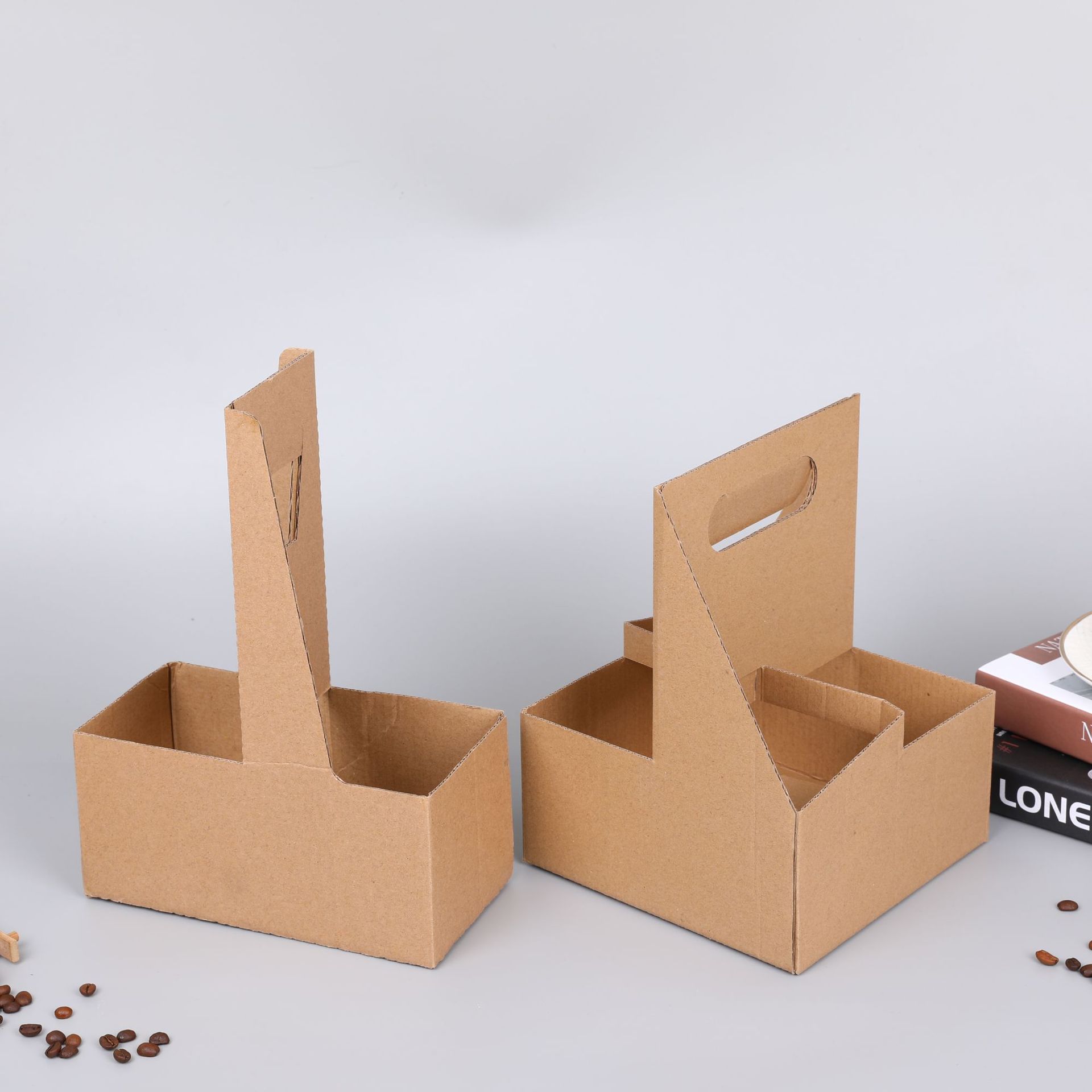 精美咖啡提盒一次性手提纸杯提托手提双杯四杯托外卖包装杯托
