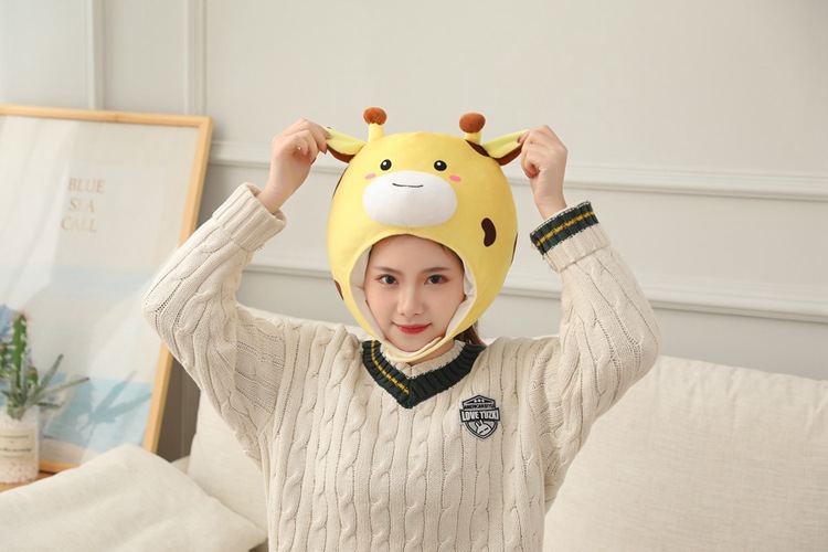 批发 圆形小鹿头套帽子 毛绒头套拍照道具写真道具卡通头套