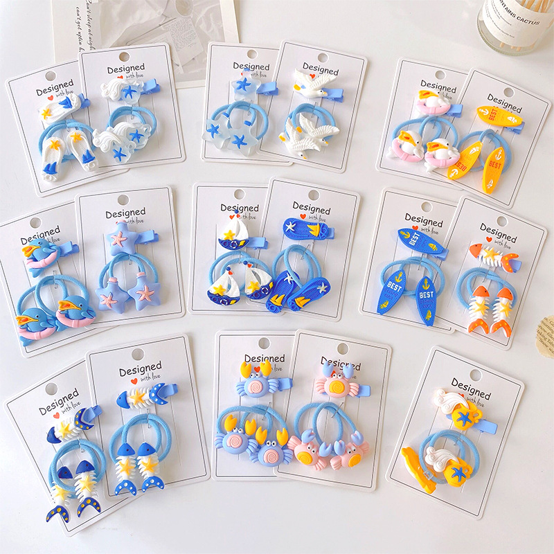 children‘s cartoon hair band cute marine life girl baby hair friendly string high elastic rubber band korean hair accessories