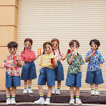 女童套装2024新款夏季六一儿童表演出服班服男童复古港风童装拍摄