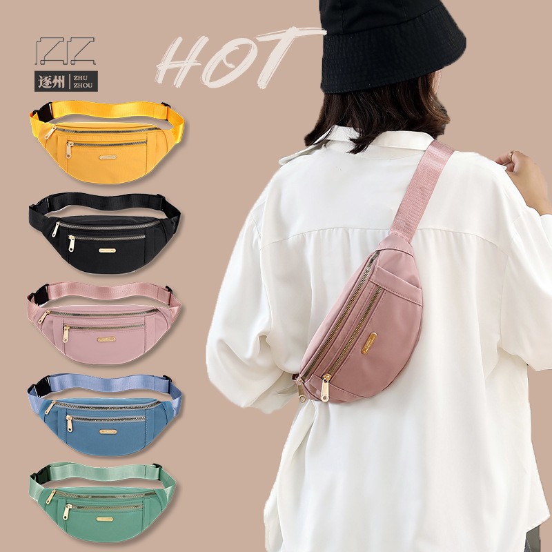 Candy Color Mobile Phone Waist Bag Men's Chest Bag Simple and Lightweight Small Shoulder Bag Women's Casual Sports Messenger Bag Men