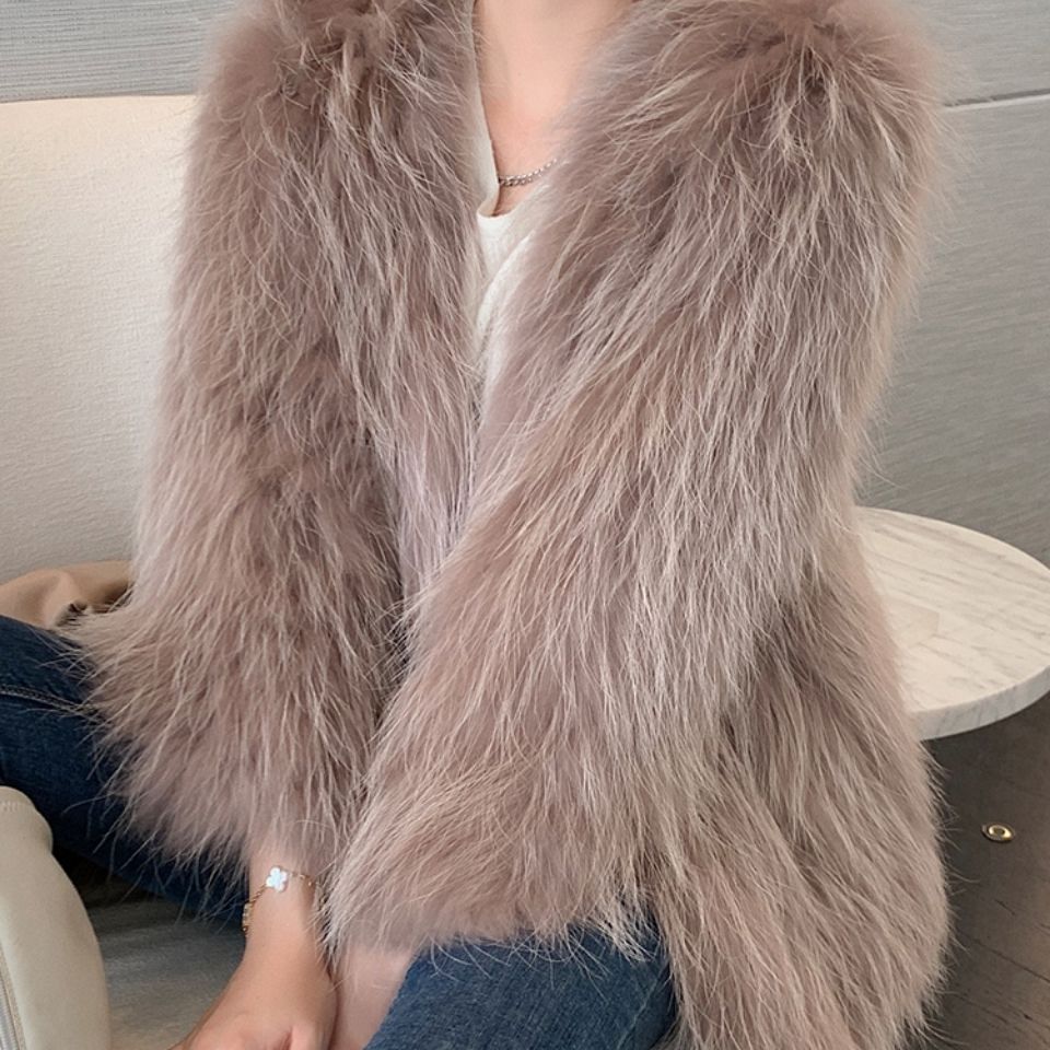 2023秋冬新款貉子毛编织皮草外套毛毛大衣皮草海宁皮草时尚中长款