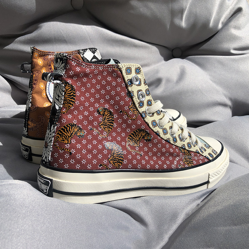 波尼邦克1970s星标腰果花帆布鞋小雏菊拼色滑板鞋百搭学生鞋ins潮