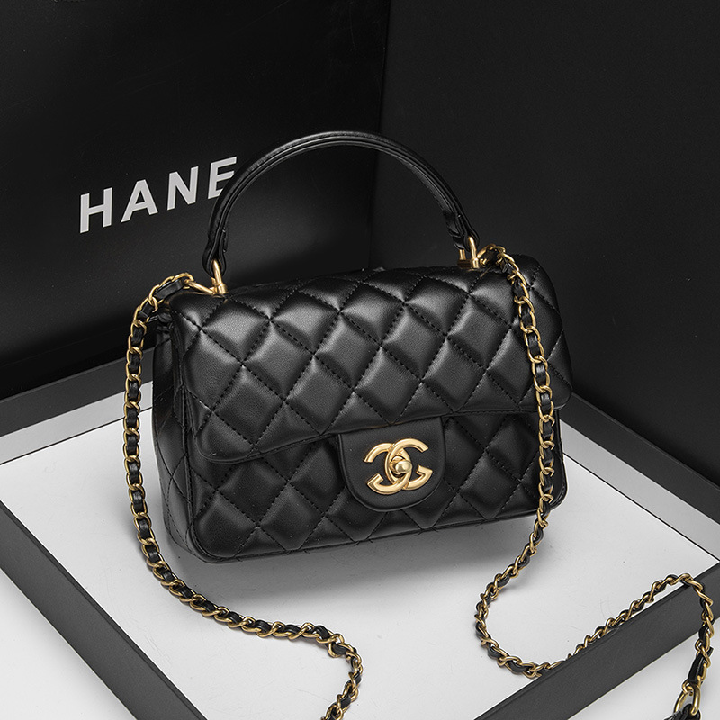 23年冬季新款小香风菱格小包包女轻奢单肩斜挎高品质真皮手提包