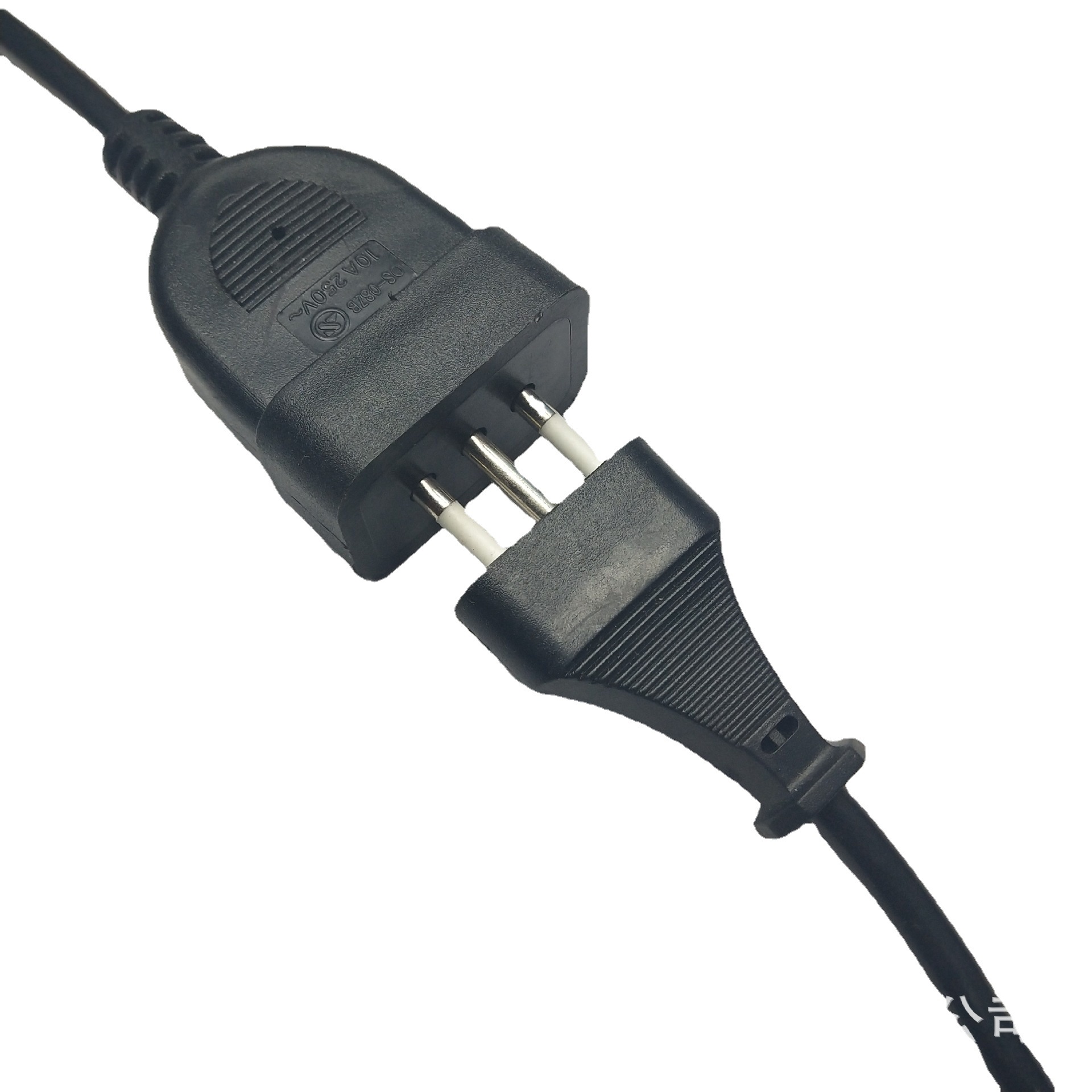 16a三芯电源线插头 意大利公母延长线意标/意规插头电源线10a插头