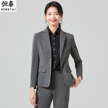 灰色西装套装女正装工装秋季公务员银行面试工作服西服外套职业装