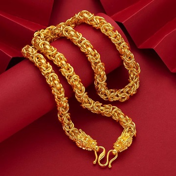 沙金项链男龙头泰国项链镂空加粗镀黄金老板链子大号饰品久不掉色