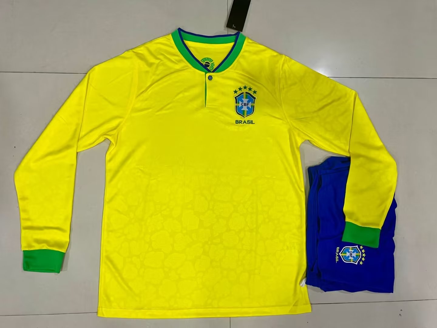 22-23长袖巴西主客场国家队足球服套装男女比赛训练队服球衣s-2xl