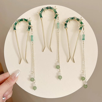 国风竹节流苏发簪女型盘发插梳新中式古风簪子国风日常发钗头饰