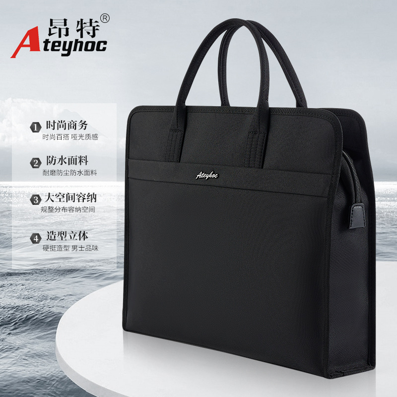 portable briefcase men‘s handbag new business office a4 file bag zipper waterproof computer bag wholesale