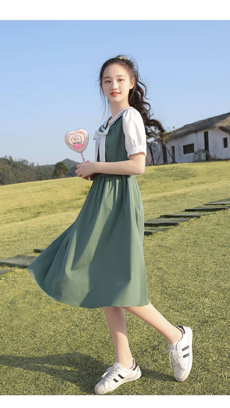 少女学生连衣裙女12岁13女孩夏装16初中生高中生日系jk裙长款裙子简约