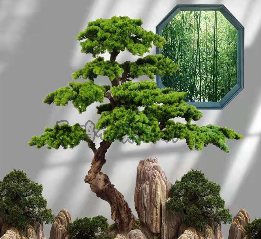 仿真松树盆栽景观装饰迎客松公园酒店公司假树装饰摆件仿真罗汉松