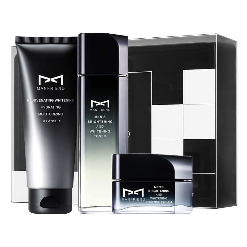 MANFRIEND Men's Skin Care Products Whitening Hydrating, Moisturizing and Oil Controlling Acne Removal Facial Cleanser Toner and Lotion Cosmetics Set Wholesale