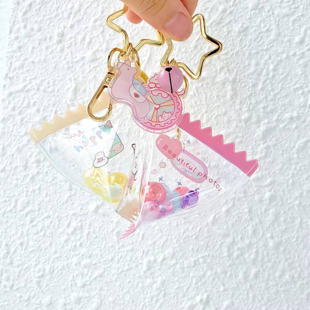网红充气糖果卡通动漫亚克力挂件创意个性钥匙扣定 制软糖钥匙扣