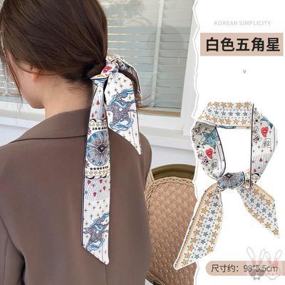 Korean Style Hair Band Women's Retro Tie-up Hair Silk Scarf Ins Bowknot Headband Hair Accessories Streamer Hair Tie Online Influencer Jewelry