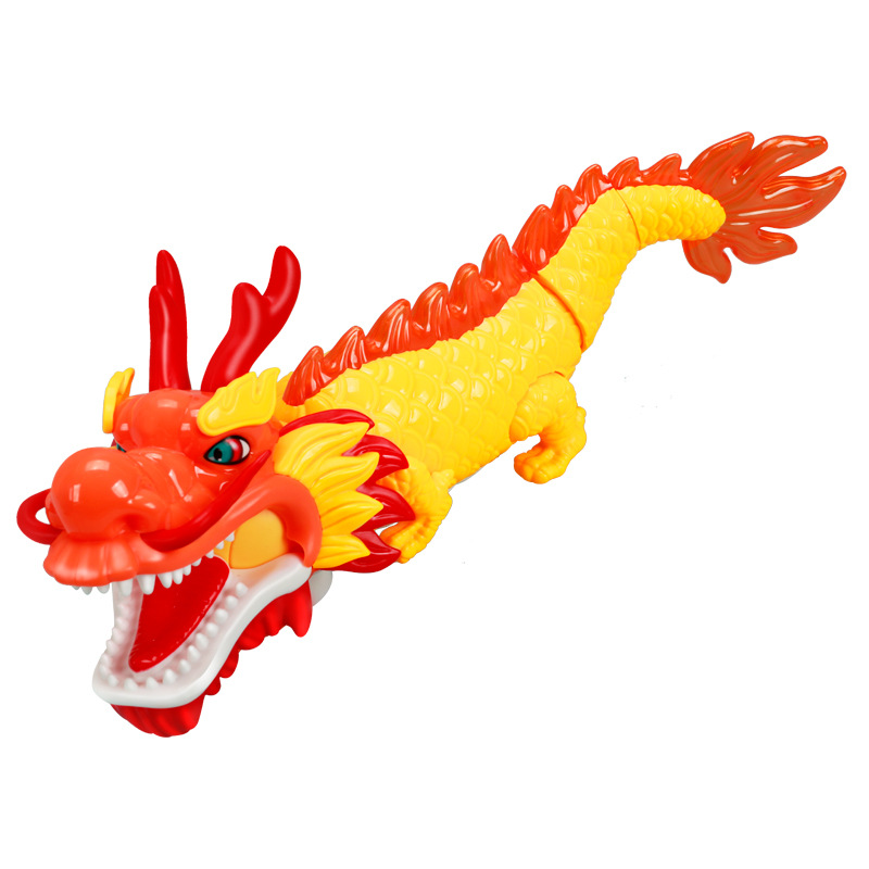 Tiktok Same Style National Fashion Electric Dragon Dance Universal Shake Head and WAG Tail Light Music Dragon Year Lantern Children's Toys Wholesale