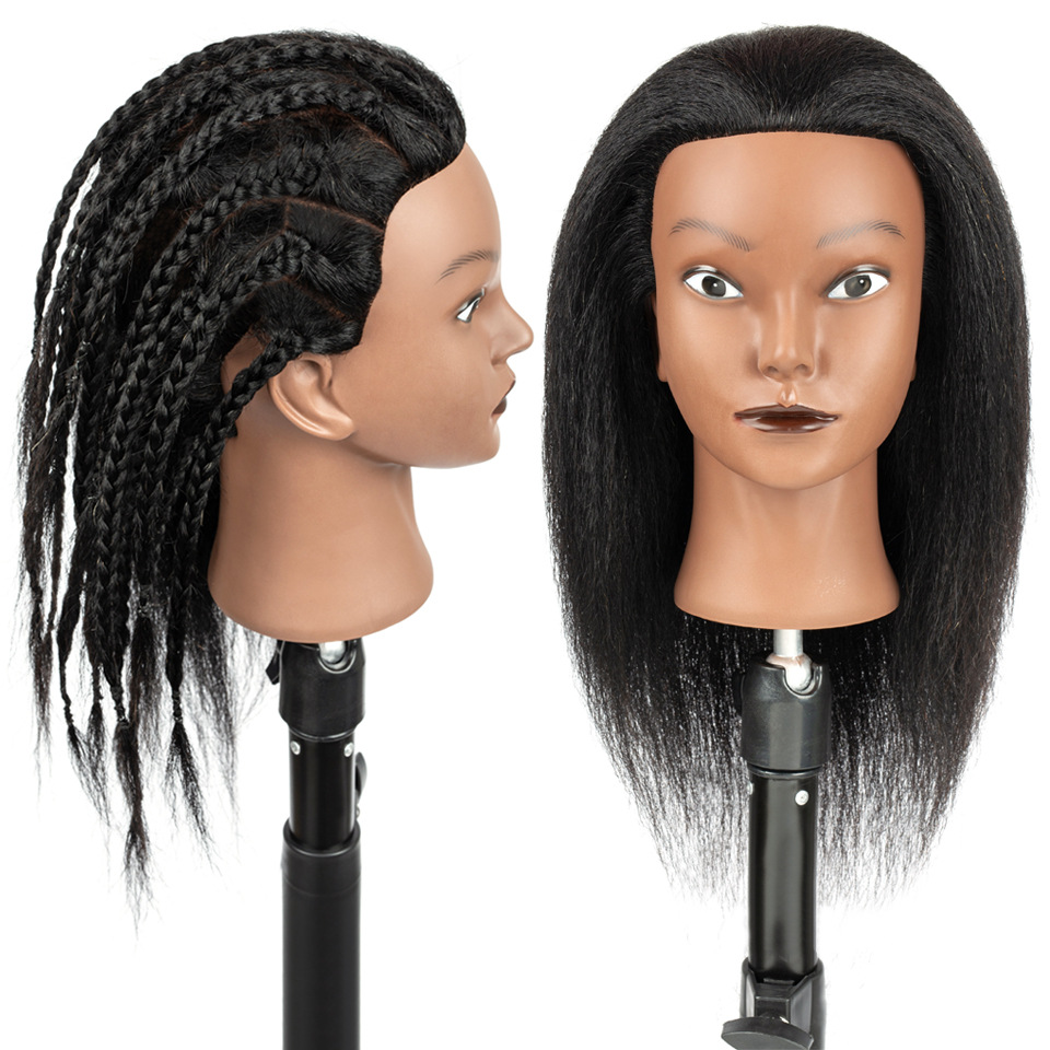 黑皮肤真发头模教习头非洲亚马逊假人头编发织发美发烫染吹造型