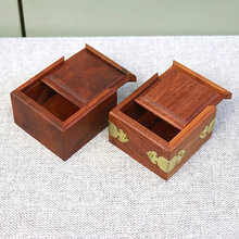 实木桌面正方形抽拉盖杂物收纳盒 家用檀香线香长方形木质储香盒