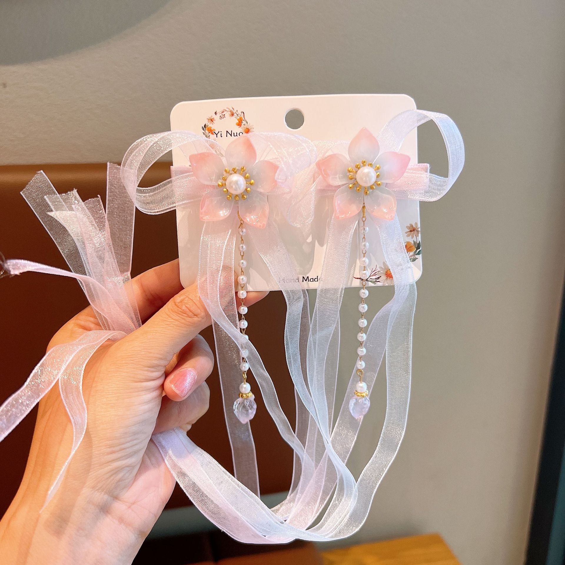 新款中国风儿童飘带发饰女童汉服头饰古风超仙流苏对夹中国风发夹