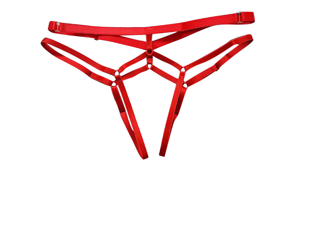 开档肩带内裤女士透明美臀系带丁t字裤大码胖mm