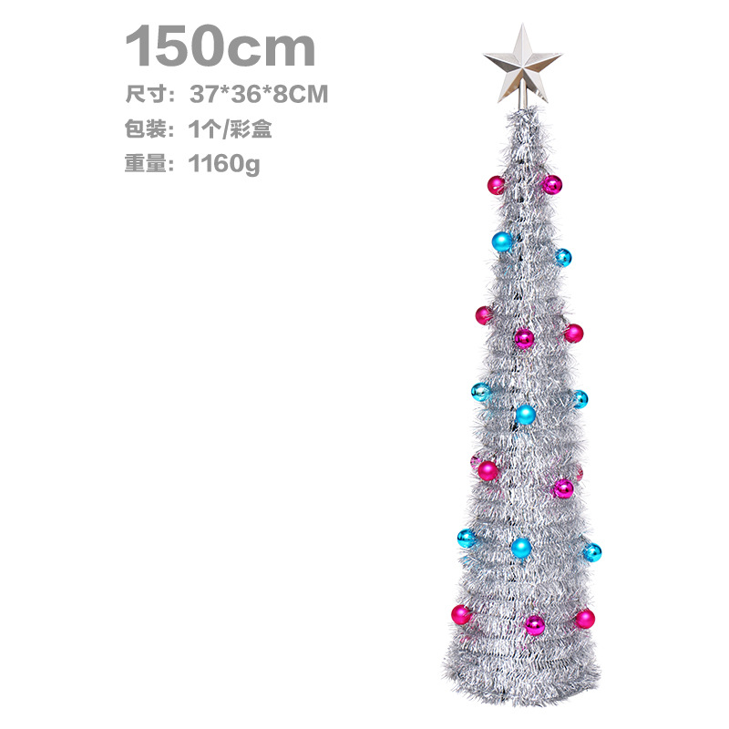 Cross-Border New Christmas Decorations Retractable Folding Wool Tops Christmas Tree Set Christmas Decoration Ornaments