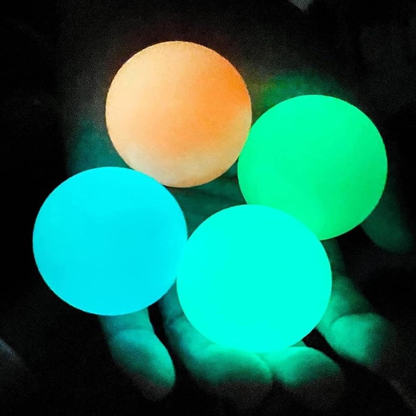 亚马逊夜光粘靶球粘粘球减压发光球 tpr可互动吸顶球儿童粘性吊球