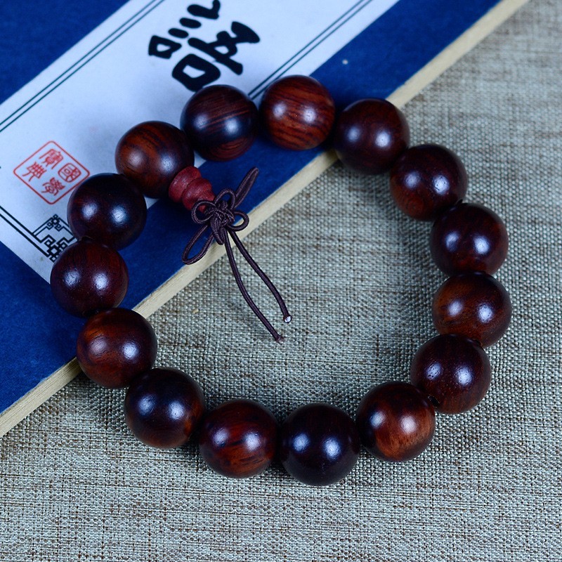 Colored Rosewood Bracelet Lao Rosewood Bracelet Rosewood Rosary Hand-Held Men's and Women's Wenwan Buddha Beads Factory Wholesale